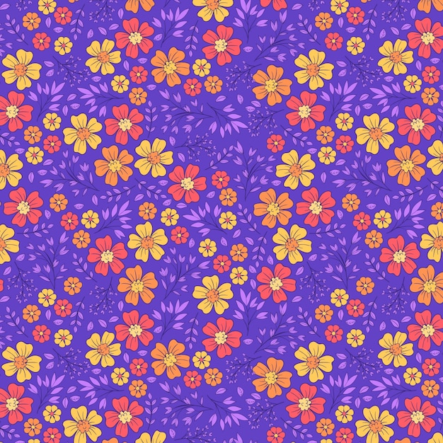 Design de padrão de pequenas flores desenhadas à mão