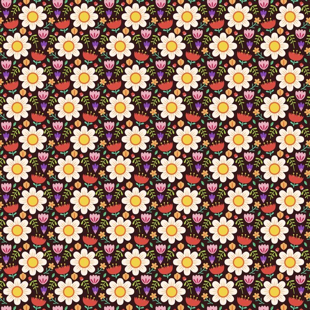 Design de padrão de pequenas flores desenhadas à mão