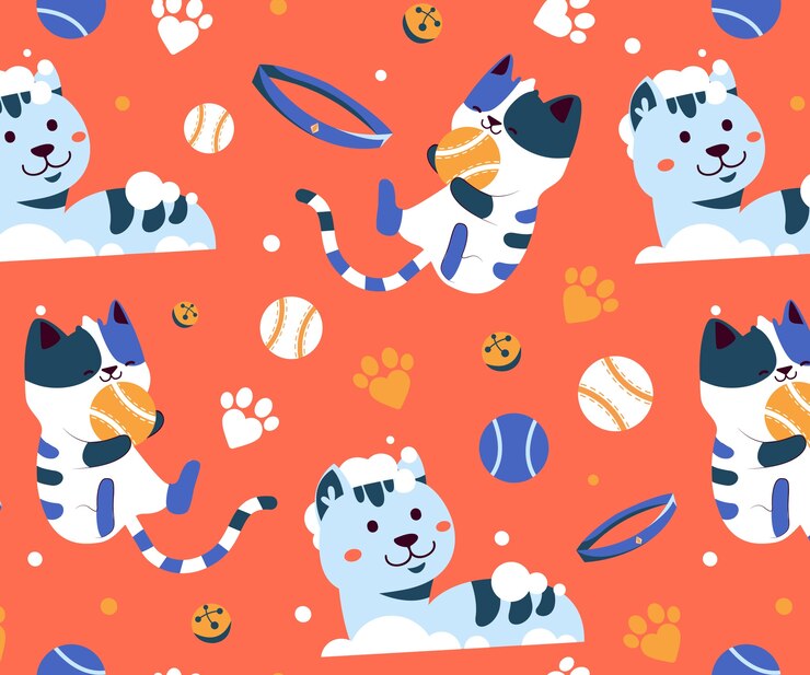 Vetor grátis design de padrão de preparação de animais de estimação desenhado à mão