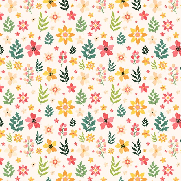 Design de padrão de primavera floral plano
