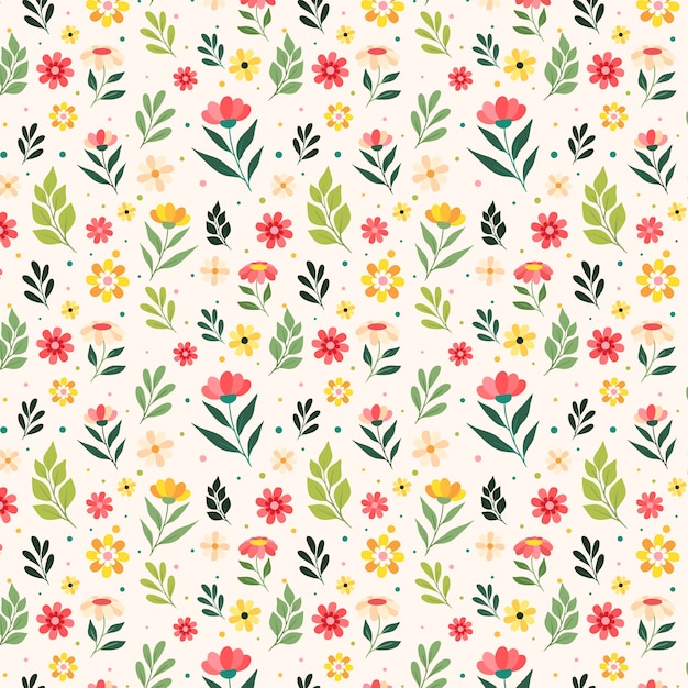 Design de padrão de primavera floral plano