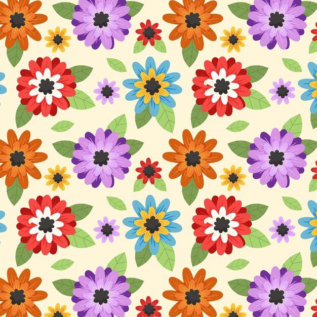 Vetor grátis design de padrão de primavera floral plano