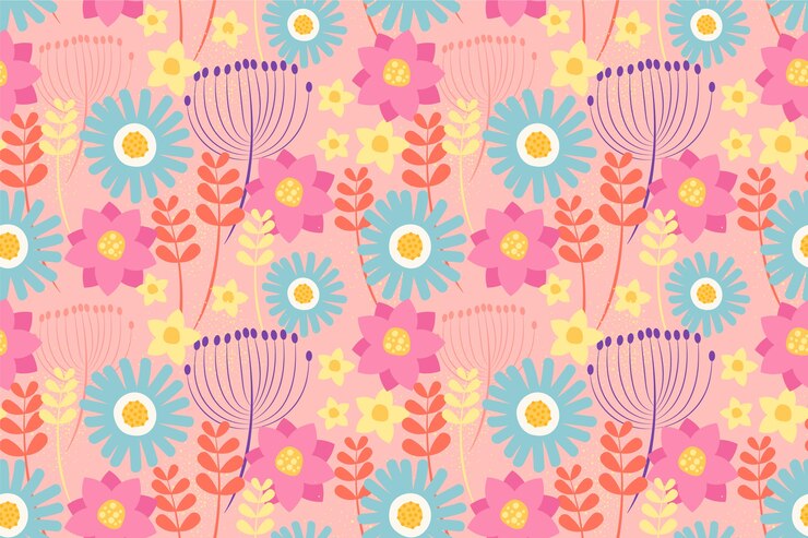 Vetor grátis design de padrão de primavera floral plano