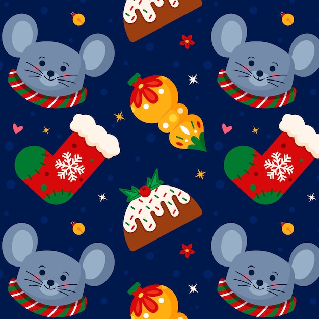 Design de padrão de temporada de natal plana