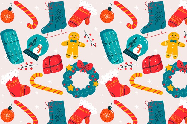 Design de padrão de temporada de natal plana