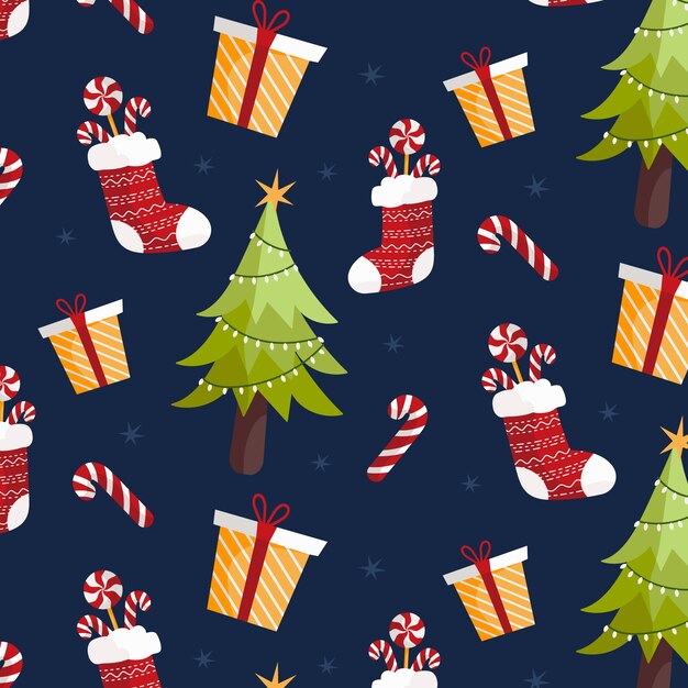 Design de padrão de temporada de natal plana