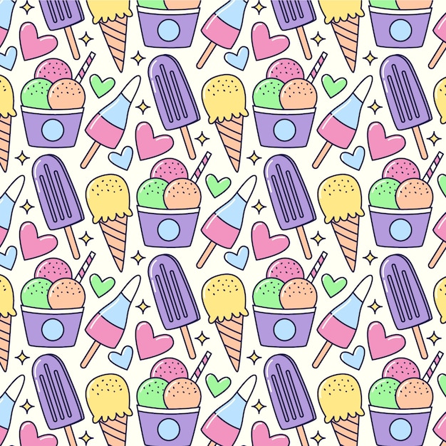 Design de padrão de verão pastel desenhado à mão