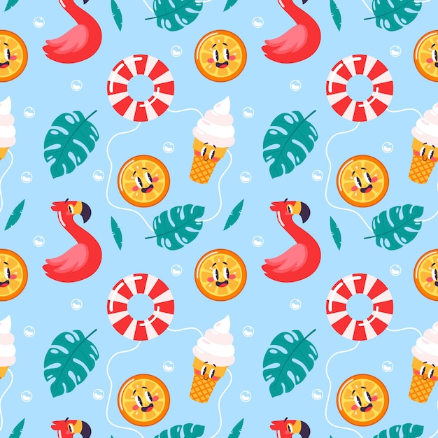 Design de padrão de verão pastel plano