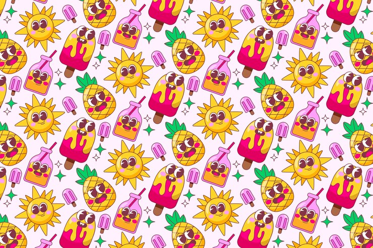 Vetor grátis design de padrão desenhado à mão para a temporada de verão