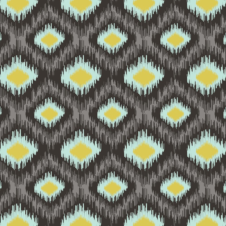 Vetor grátis design de padrão estilo ikat com estilo retrô