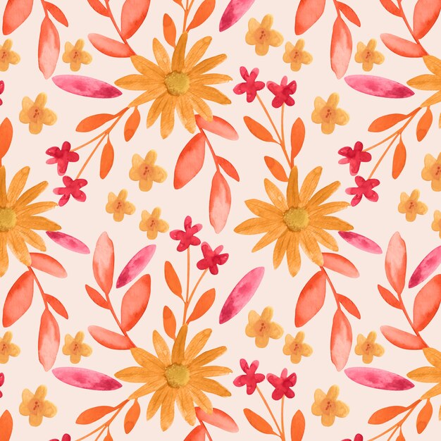 Design de padrão floral aquarela