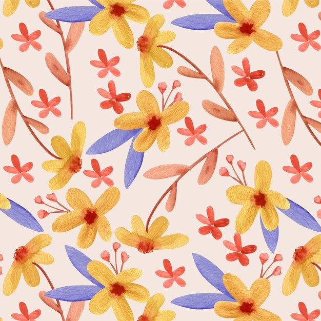 Design de padrão floral aquarela
