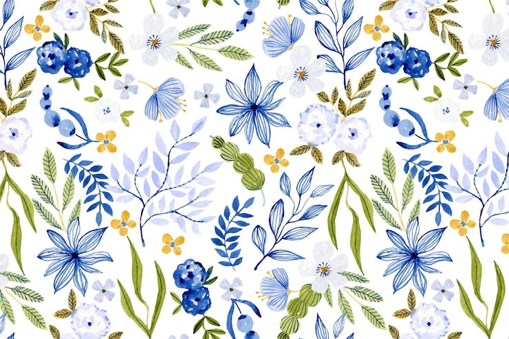 Vetor grátis design de padrão floral aquarela