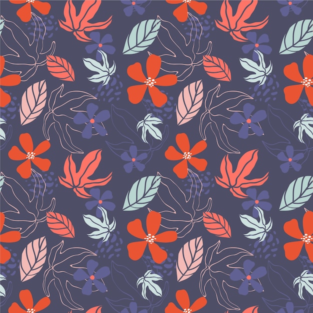 Vetor grátis design de padrão floral desenhado à mão