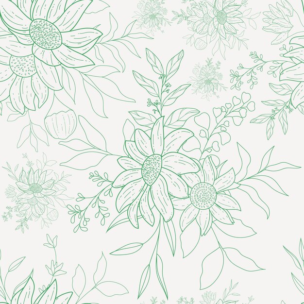 design de padrão floral sem costura elegante monoline