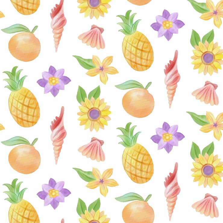 Vetor grátis design de padrão pastel de temporada de verão em aquarela