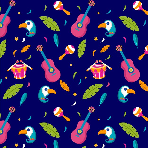 Design de padrão plano de carnaval