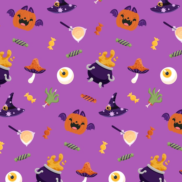 Design de padrão plano para a celebração da temporada de halloween