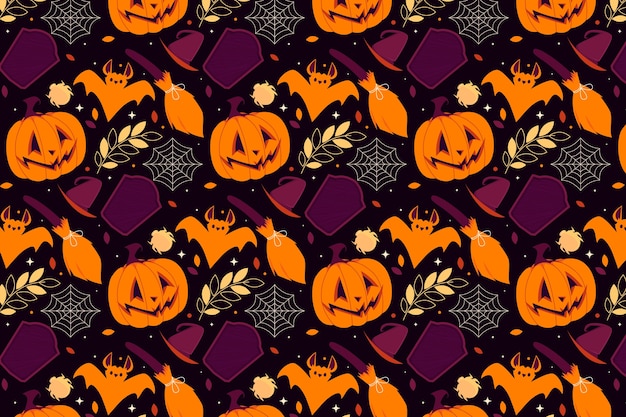 Vetor grátis design de padrão plano para a temporada de halloween