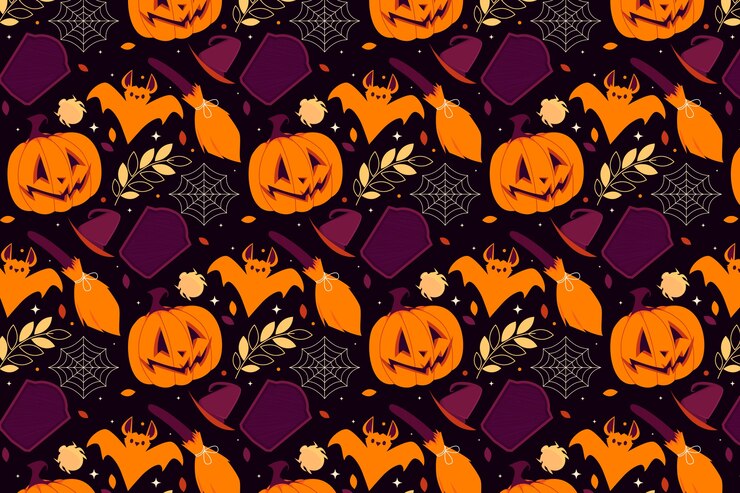 Vetor grátis design de padrão plano para a temporada de halloween