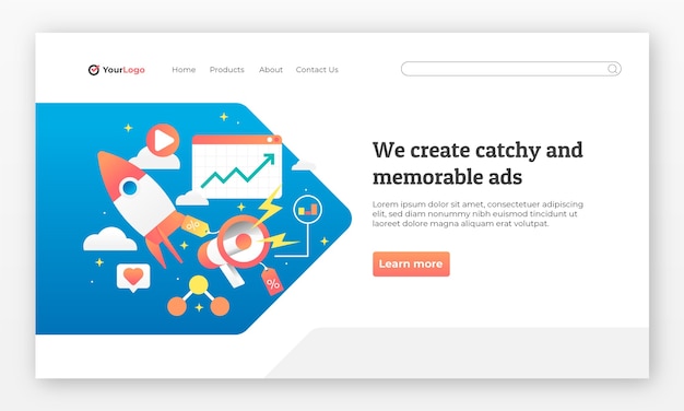 Vetor grátis design de página de destino da agência de publicidade gradiente