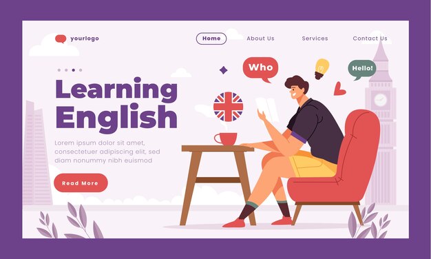 Design de página de destino da escola de inglês