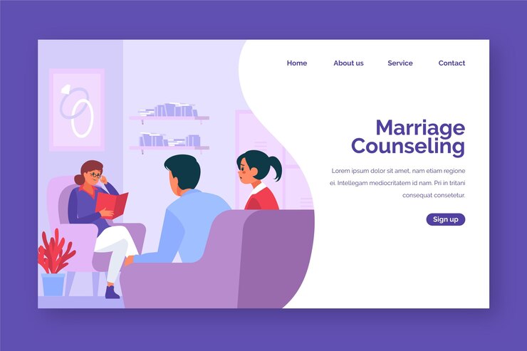 Vetor grátis design de página de destino para aconselhamento matrimonial