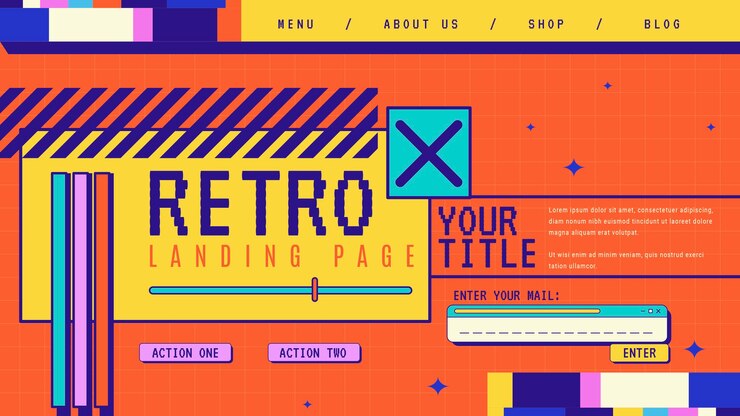 Vetor grátis design de página de destino retrô desenhado à mão