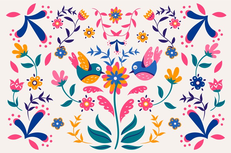 Vetor grátis design de papel de parede mexicano colorido