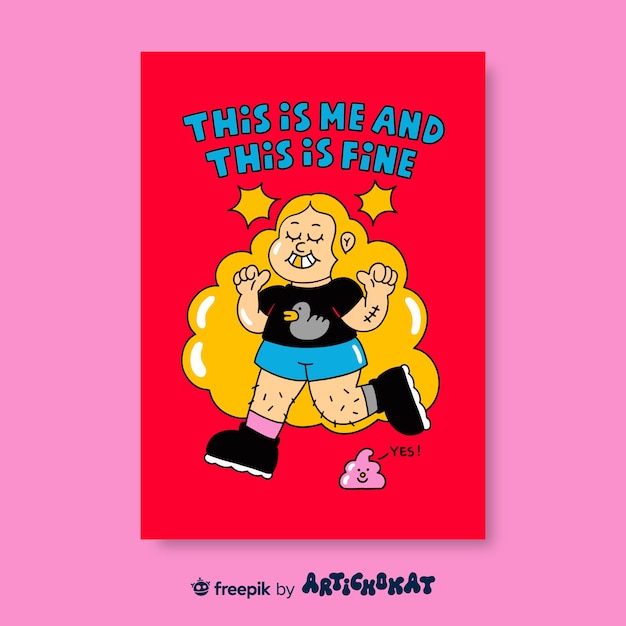 Design de pôster ilustrado de amor próprio com jovem