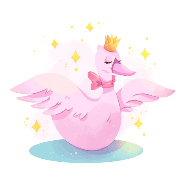 Design de princesa cisne com coroa