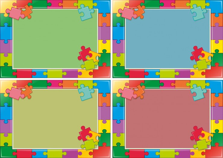 Vetor grátis design de quatro quadros com quebra-cabeça