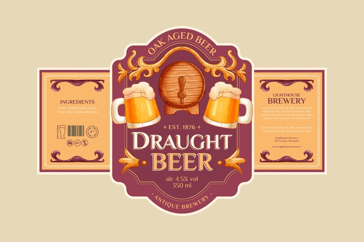 Vetor grátis design de rótulo de cerveja desenhado à mão