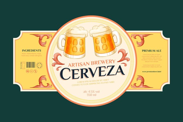 Design de rótulo de cerveja desenhado à mão