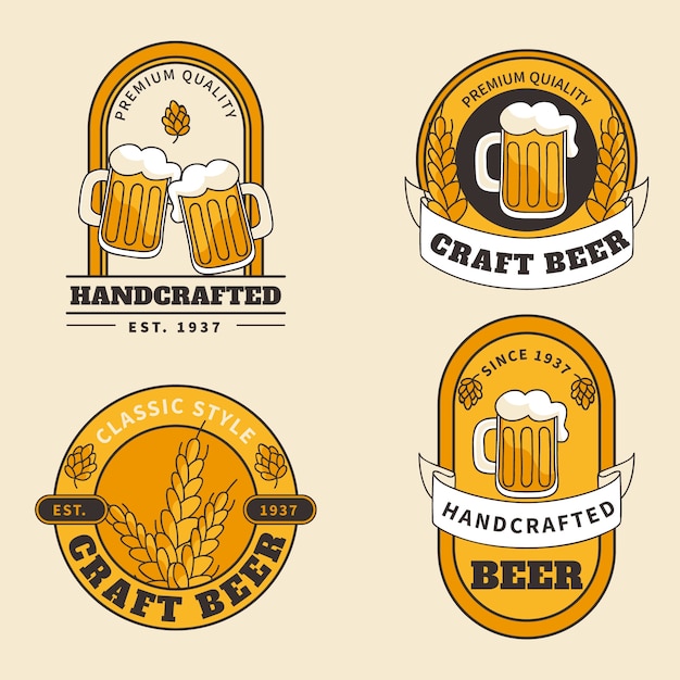 Design de rótulos de cerveja de design plano