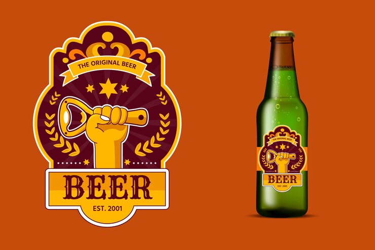 Vetor grátis design de rótulos de cerveja de design plano