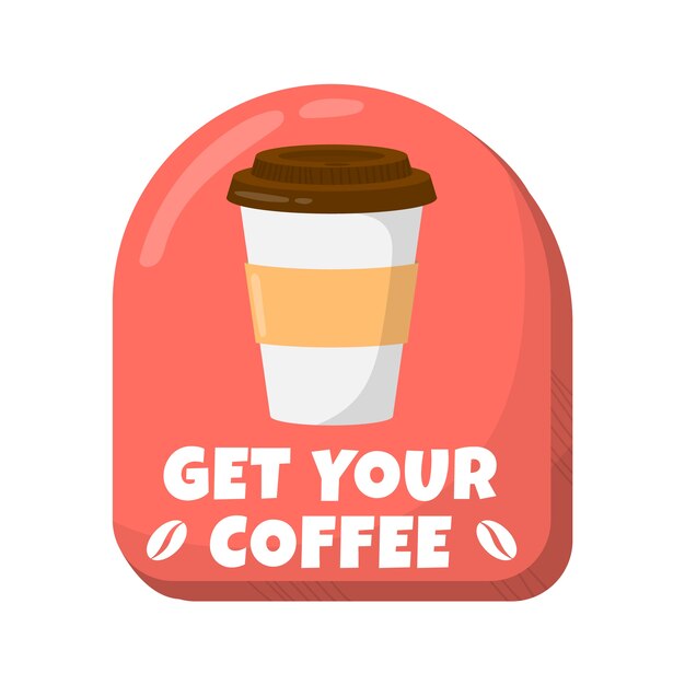 Design de sinalização de café de design plano desenhado à mão