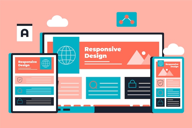 Design de site responsivo de design plano