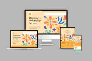 Vetor grátis design de site responsivo de design plano