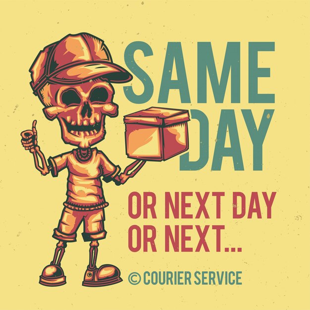 Design de t-shirt ou cartaz com ilustração de um correio.