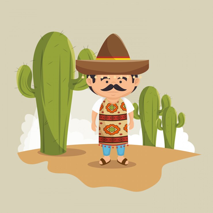 Vetor grátis design de vestido tradicional de chapéu de homem mexicano
