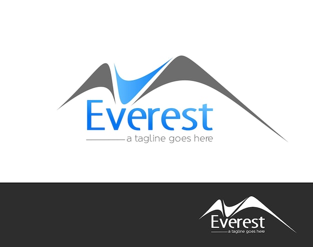 Vetor grátis design de vetor de elemento de logotipo de letra e de montanhas everest