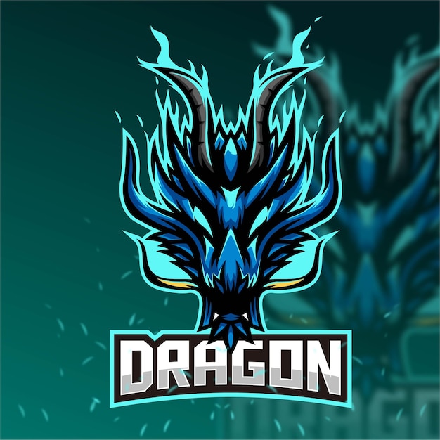 Vetor grátis design de vetor de logotipo de jogo de esport dragon mascot