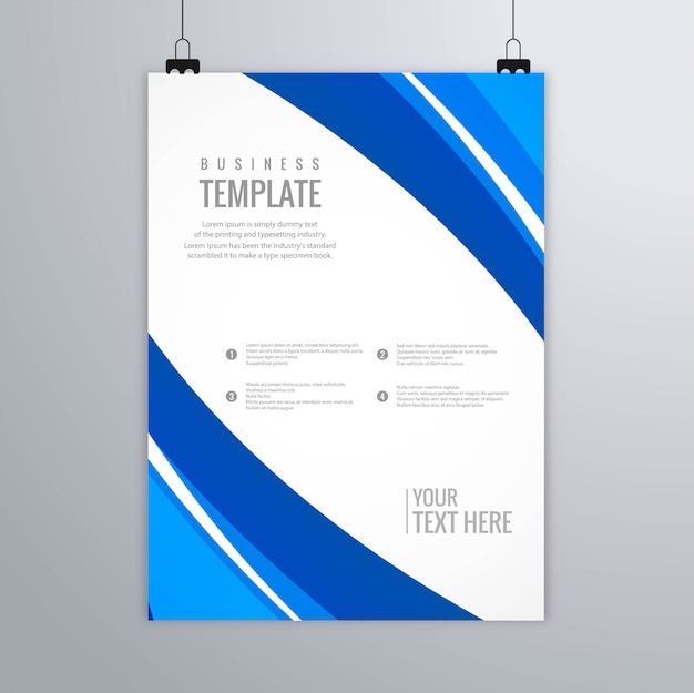 Vetor grátis design de vetor de modelo moderno azul ondulado negócios brochura
