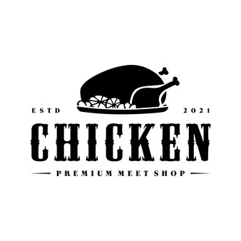 Design de vetor premium de frango com logotipo vintage