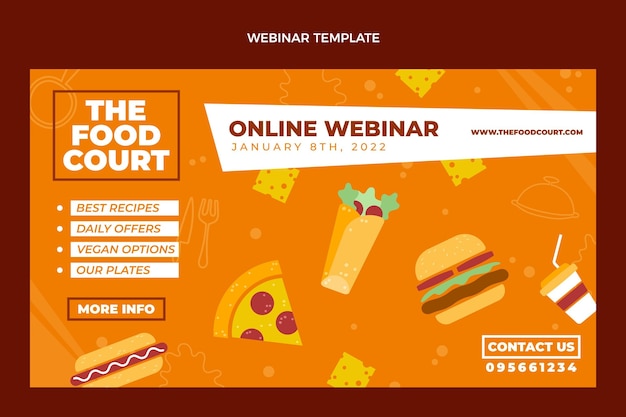 Vetor grátis design de webinar de comida plana