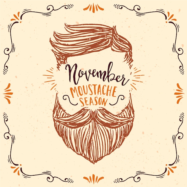 Vetor grátis design desenhado mão movember