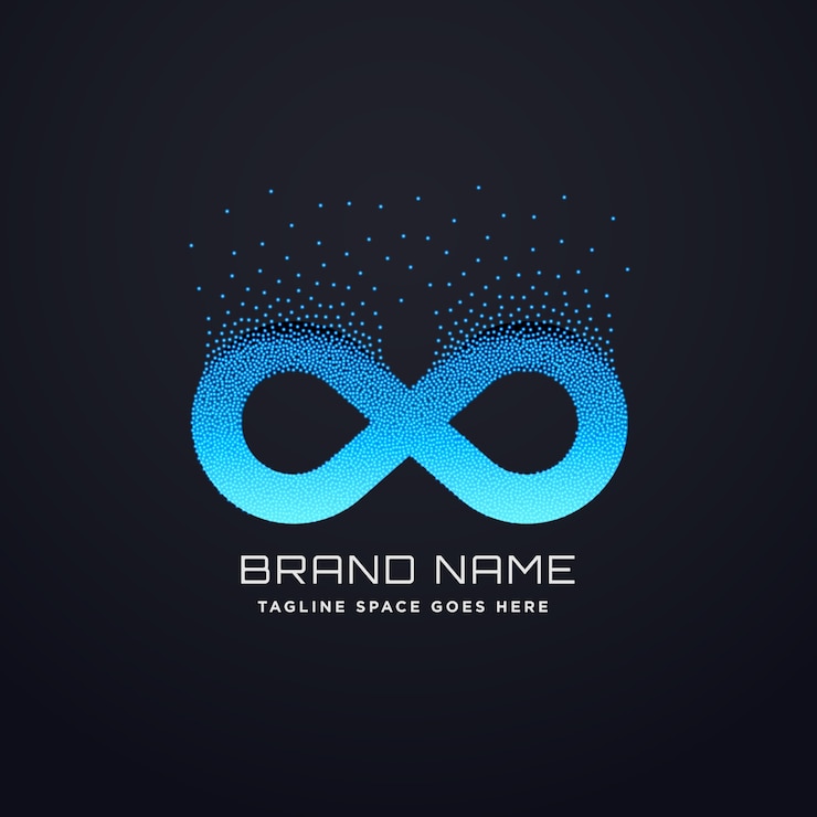 Vetor grátis design digital do logotipo do infinito com partículas floridas