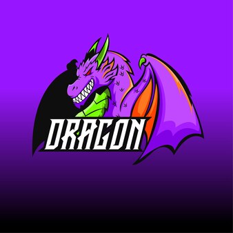 Design do logotipo da mascote dark dragon esport