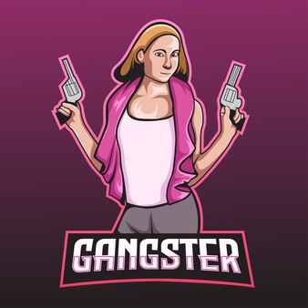 Design do mascote do logotipo feminino gangster esport